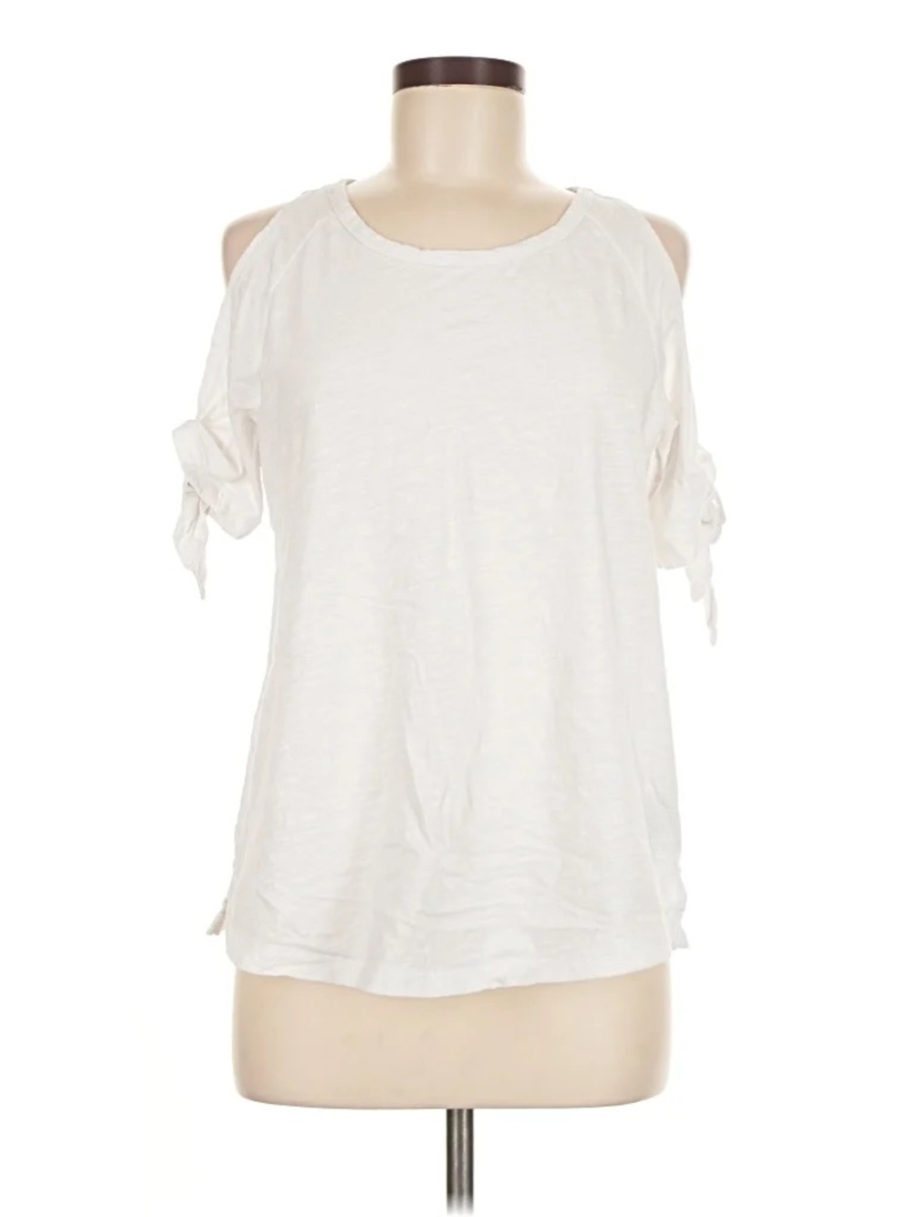 Sanctuary White Cold-Shoulder Short Sleeve Top